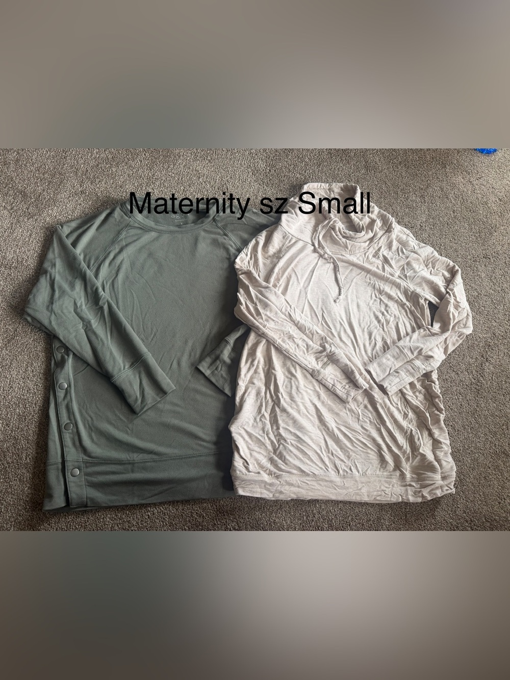 Maternity Long-Sleeve Sweater - Sage Green and Light Cream both sz S